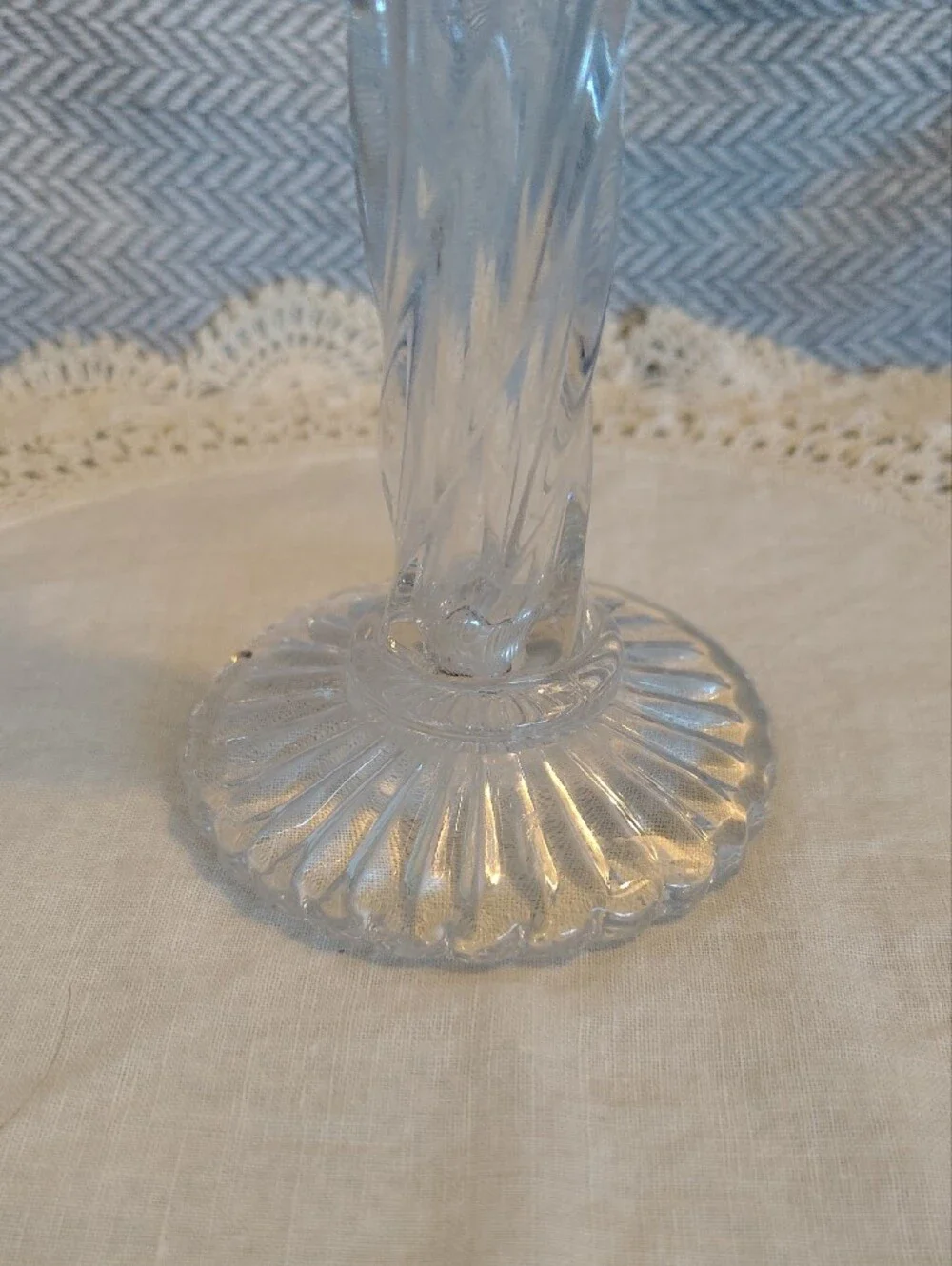 Clear Cut Glass Trumpet Vase - Elegant Home Accent